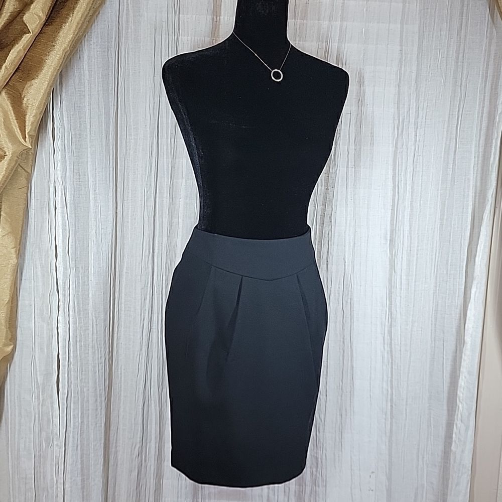 LOFT Black Wool Skirt Pleated Front - Picture 13 of 15